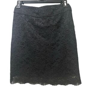 Banana Republic Black Lace Crochet Mini Pencil Skirt Size 00P Petite Whimsigoth